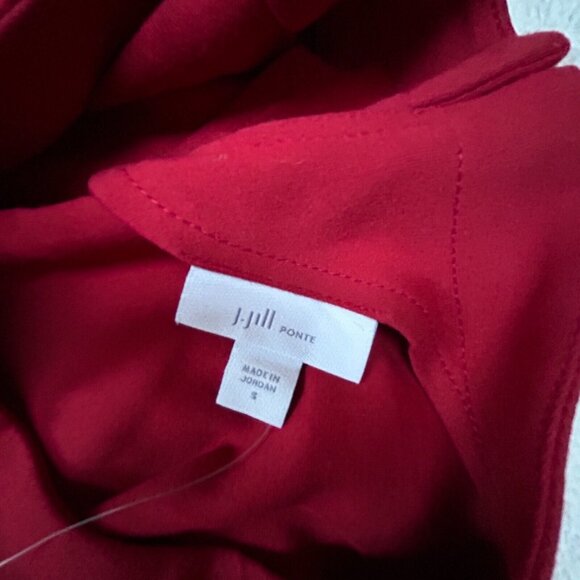 J.Jill Womens Small Red Ponte Knit 3/4-Sleeve Classy Peplum Dress Stretch Casual - Picture 3 of 9